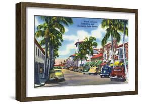 Palm Beach, Florida - View Down Worth Avenue-Lantern Press-Framed Art Print