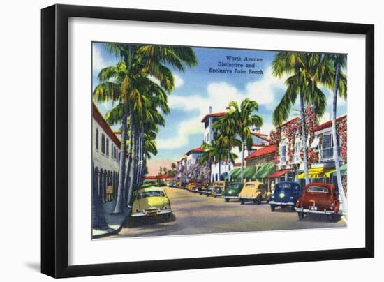 Palm Beach, Florida - View Down Worth Avenue-Lantern Press-Framed Art Print