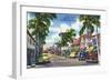 Palm Beach, Florida - View Down Worth Avenue-Lantern Press-Framed Art Print