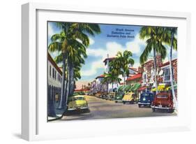 Palm Beach, Florida - View Down Worth Avenue-Lantern Press-Framed Art Print