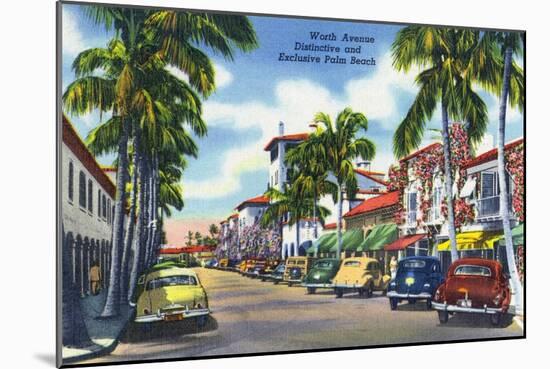Palm Beach, Florida - View Down Worth Avenue-Lantern Press-Mounted Art Print