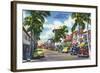 Palm Beach, Florida - View Down Worth Avenue-Lantern Press-Framed Art Print