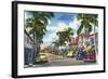 Palm Beach, Florida - View Down Worth Avenue-Lantern Press-Framed Art Print