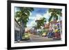 Palm Beach, Florida - View Down Worth Avenue-Lantern Press-Framed Premium Giclee Print