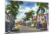 Palm Beach, Florida - View Down Worth Avenue-Lantern Press-Mounted Premium Giclee Print