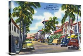 Palm Beach, Florida - View Down Worth Avenue-Lantern Press-Stretched Canvas