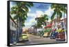 Palm Beach, Florida - View Down Worth Avenue-Lantern Press-Framed Stretched Canvas