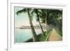 Palm Beach, Florida - View of the Walk Along Lake Worth-Lantern Press-Framed Premium Giclee Print