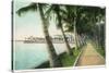 Palm Beach, Florida - View of the Walk Along Lake Worth-Lantern Press-Stretched Canvas