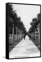 Palm Beach, Florida - Walking Down Ocean Avenue-Lantern Press-Framed Stretched Canvas