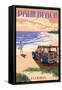 Palm Beach, Florida - Woody on the Beach-Lantern Press-Framed Stretched Canvas