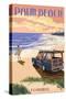 Palm Beach, Florida - Woody on the Beach-Lantern Press-Stretched Canvas