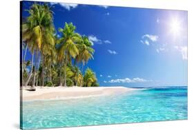 Palm Beach in Tropical Idyllic Paradise Island - Caribbean - Guadalupe-Romolo Tavani-Stretched Canvas