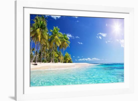 Palm Beach in Tropical Idyllic Paradise Island - Caribbean - Guadalupe-Romolo Tavani-Framed Photographic Print