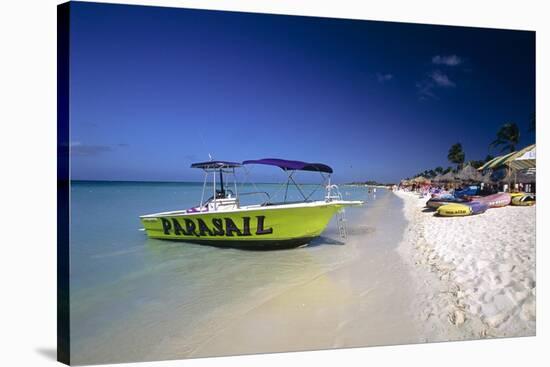 Palm Beach View, Aruba-George Oze-Stretched Canvas