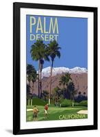 Palm Desert, California - Golfing Scene-Lantern Press-Framed Art Print