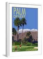 Palm Desert, California - Golfing Scene-Lantern Press-Framed Art Print