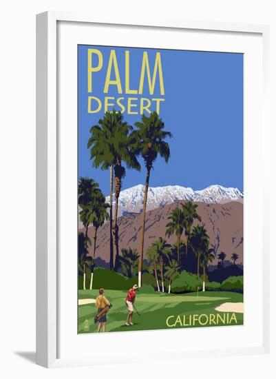 Palm Desert, California - Golfing Scene-Lantern Press-Framed Art Print