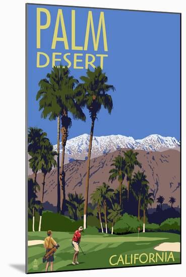 Palm Desert, California - Golfing Scene-Lantern Press-Mounted Art Print