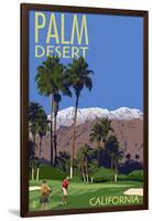 Palm Desert, California - Golfing Scene-Lantern Press-Framed Art Print