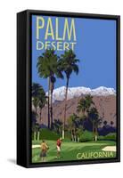 Palm Desert, California - Golfing Scene-Lantern Press-Framed Stretched Canvas