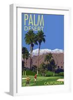 Palm Desert, California - Golfing Scene-Lantern Press-Framed Art Print