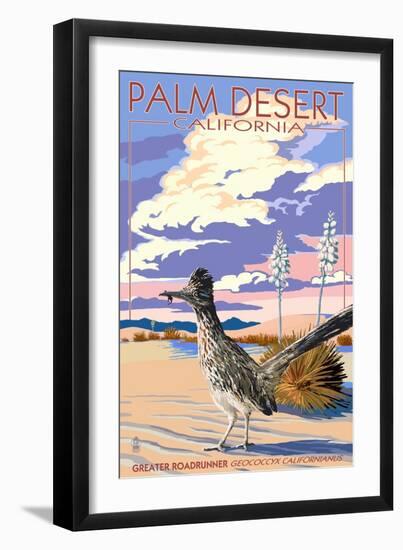 Palm Desert, California - Roadrunner Scene-Lantern Press-Framed Art Print