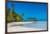 Palm fringed motu in the Blue Lagoon, Rangiroa atoll, Tuamotus, French Polynesia-Michael Runkel-Framed Photographic Print