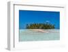 Palm fringed motu in the Blue Lagoon, Rangiroa atoll, Tuamotus, French Polynesia-Michael Runkel-Framed Photographic Print