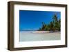 Palm fringed motu in the Blue Lagoon, Rangiroa atoll, Tuamotus, French Polynesia-Michael Runkel-Framed Photographic Print