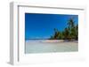 Palm fringed motu in the Blue Lagoon, Rangiroa atoll, Tuamotus, French Polynesia-Michael Runkel-Framed Photographic Print