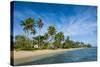 Palm Fringed White Sand Beach on an Islet of Vava'U, Tonga, South Pacific-Michael Runkel-Stretched Canvas