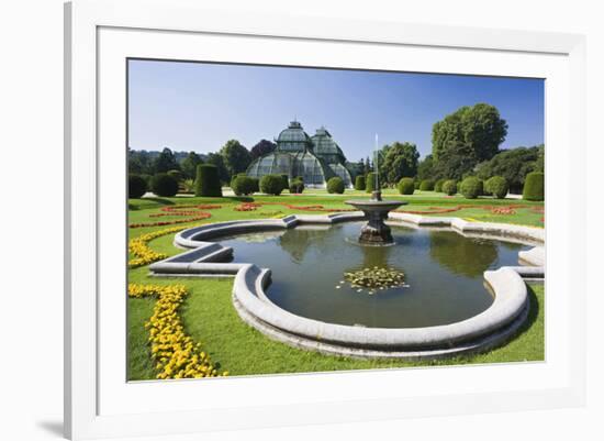 Palm House in the palace garden of Schoenbrunn Palace, Vienna, Austria-null-Framed Art Print