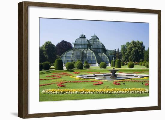 Palm House in the palace garden of Schoenbrunn Palace, Vienna, Austria-null-Framed Art Print