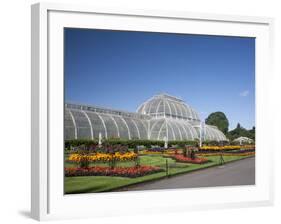 Palm House Parterre with Floral Display, Royal Botanic Gardens, UNESCO World Heritage Site, England-Adina Tovy-Framed Photographic Print