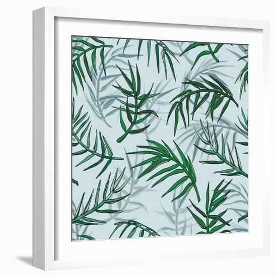 Palm Jungle Leaves Pattern-Mirifada-Framed Art Print