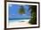 Palm-lined Beach at the Angsana Ihuru Hotel, Ihuru Island, North Male Atoll, Maldives-null-Framed Art Print