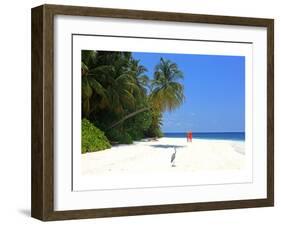 Palm-lined Beach at the Angsana Ihuru Hotel, Ihuru Island, North Male Atoll, Maldives-null-Framed Art Print