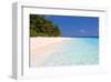 Palm-lined Beach at the Angsana Ihuru Hotel, Ihuru Island, North Male Atoll, Maldives-null-Framed Art Print