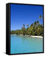 Palm Lined Beach, Cook Islands-Michael DeFreitas-Framed Stretched Canvas