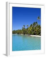 Palm Lined Beach, Cook Islands-Michael DeFreitas-Framed Photographic Print