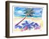 Palm Shadow under Caribbean Sun with Beach and Sea-M. Bleichner-Framed Art Print