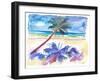 Palm Shadow under Caribbean Sun with Beach and Sea-M. Bleichner-Framed Art Print