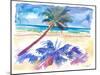 Palm Shadow under Caribbean Sun with Beach and Sea-M. Bleichner-Mounted Art Print