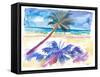 Palm Shadow under Caribbean Sun with Beach and Sea-M. Bleichner-Framed Stretched Canvas