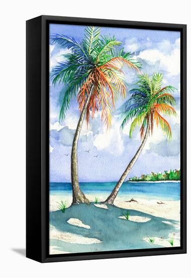 Palm Shadows-Christine Reichow-Framed Stretched Canvas