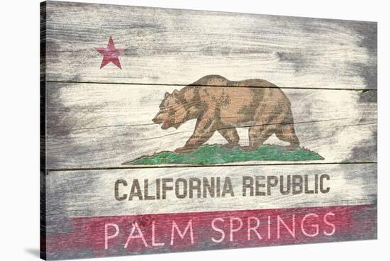 Palm Springs, California - Barnwood State Flag-Lantern Press-Stretched Canvas