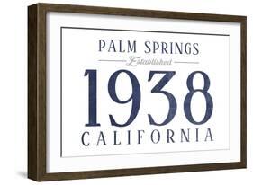 Palm Springs, California - Established Date (Blue)-Lantern Press-Framed Art Print