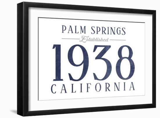 Palm Springs, California - Established Date (Blue)-Lantern Press-Framed Art Print