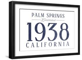 Palm Springs, California - Established Date (Blue)-Lantern Press-Framed Art Print